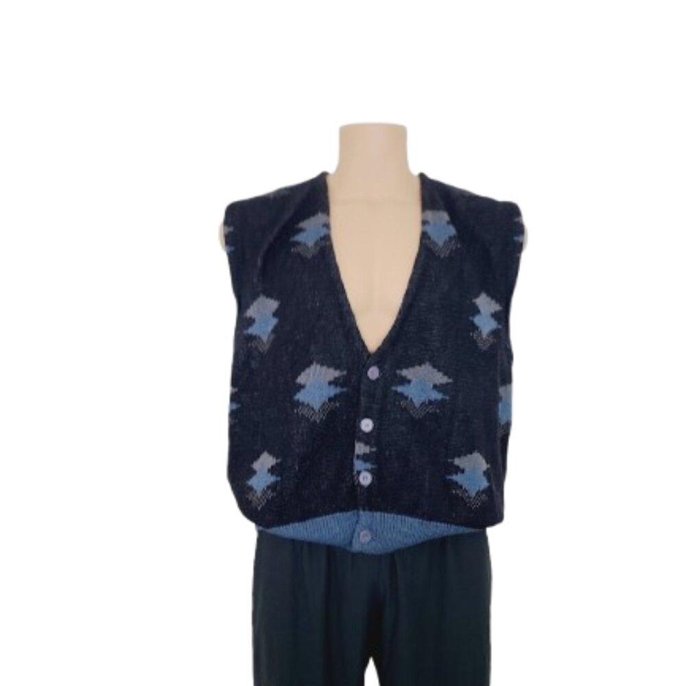 Giorgio Armani Men's Navy Blue V-Neck Button-Front‎ Cardigan Sweater Size L
